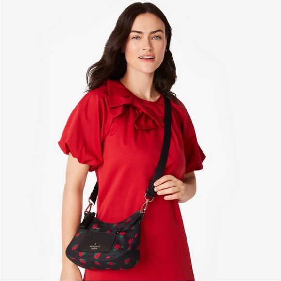 NWT Kate Spade New York Chelsea Rose Toss Printed Crossbody Bag - Black Multi - Picture 5 of 16